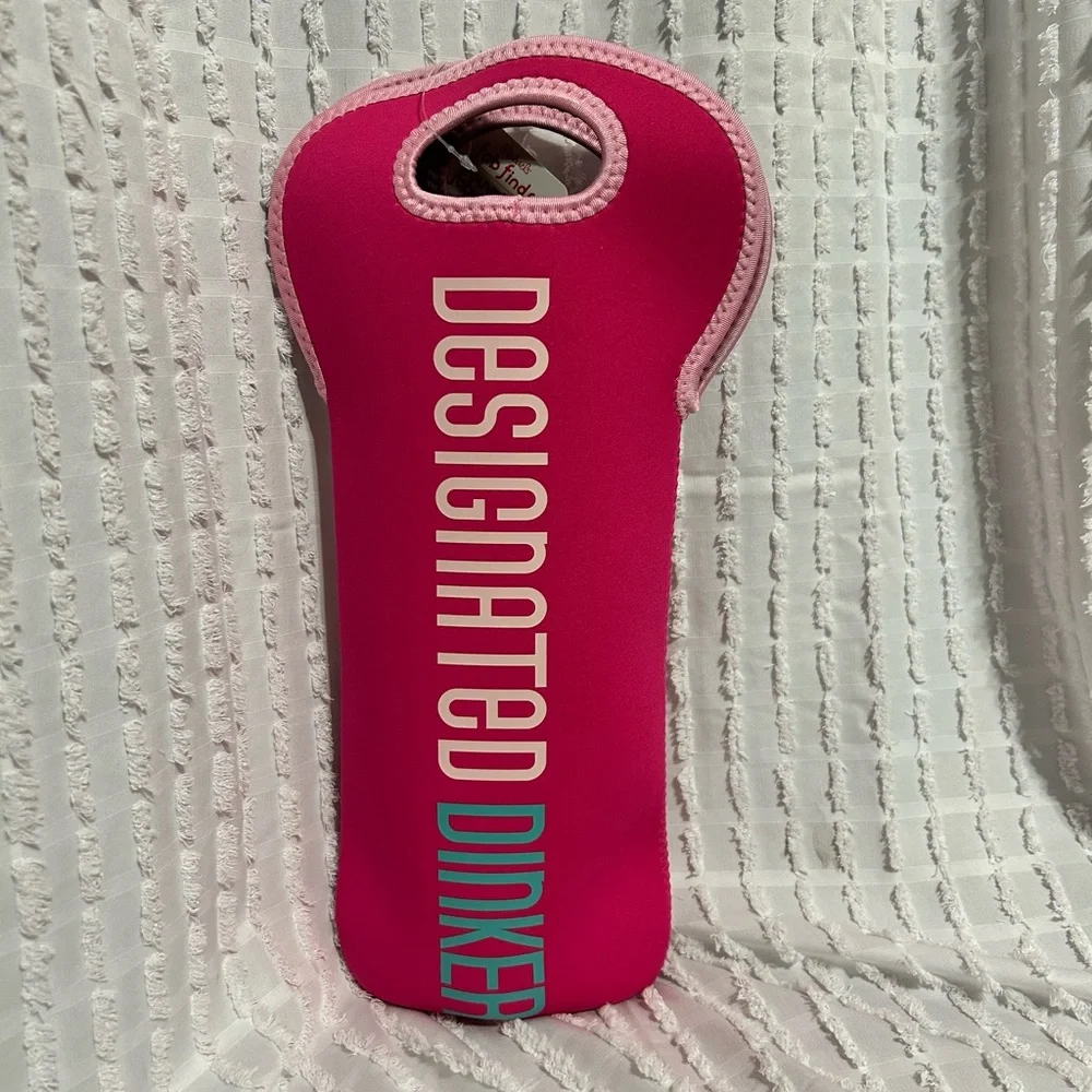 Bright Pink Designated‎ Dinker (pickle ball reference) Neoprene Wine Bag
